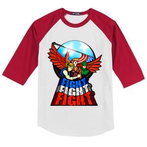 Unbroken When Trump Stood Tall And Shouted Fight Fight Fight Kids Colorblock Raglan Jersey