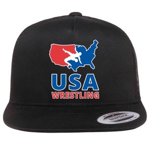 Usa Wrestling Flat Bill Trucker Hat