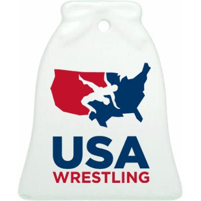 Usa Wrestling Ceramic Bell Ornament