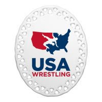 Usa Wrestling Ceramic Oval Ornament