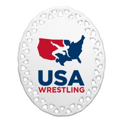 Usa Wrestling Ceramic Oval Ornament