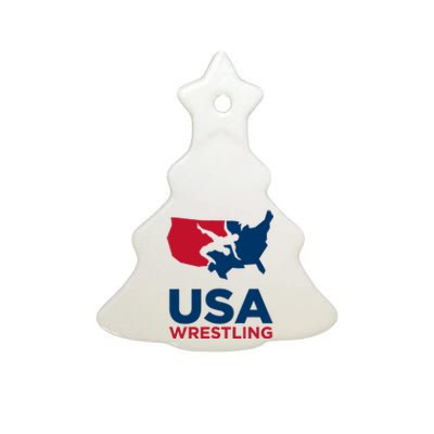 Usa Wrestling Ceramic Tree Ornament