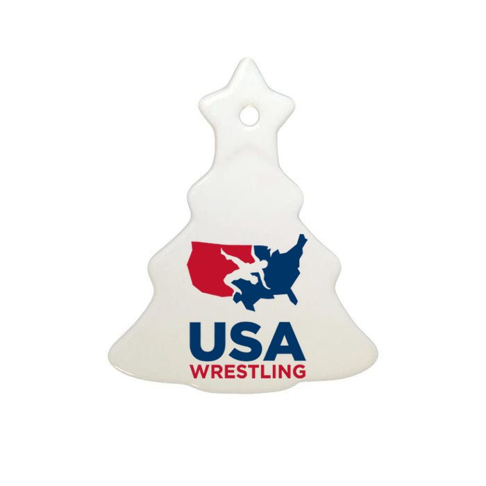 Usa Wrestling Ceramic Tree Ornament