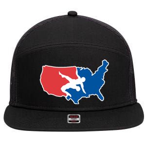 Usa Wrestling 7 Panel Mesh Trucker Snapback Hat