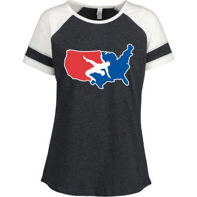 Usa Wrestling Enza Ladies Jersey Colorblock Tee