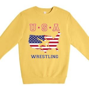 Usa Wrestling Premium Crewneck Sweatshirt