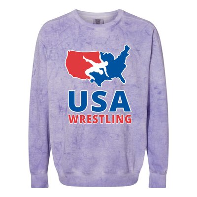 Usa Wrestling Colorblast Crewneck Sweatshirt