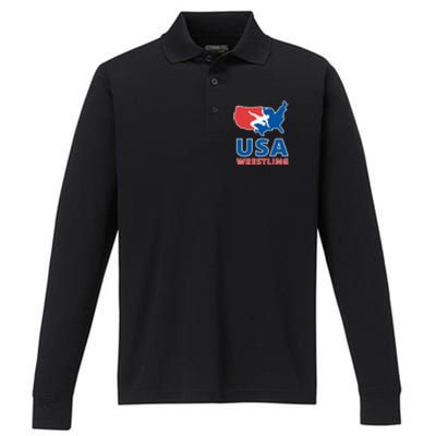 Usa Wrestling Performance Long Sleeve Polo