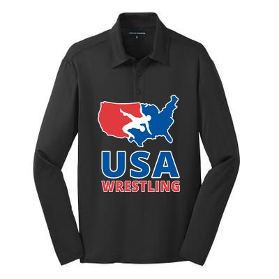 Usa Wrestling Silk Touch Performance Long Sleeve Polo