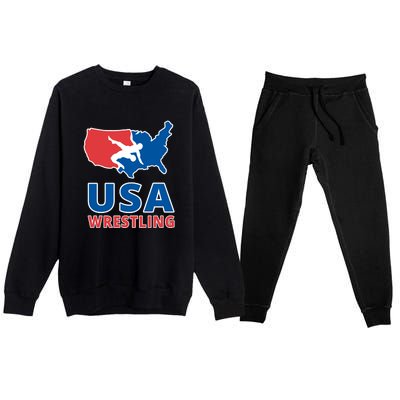 Usa Wrestling Premium Crewneck Sweatsuit Set