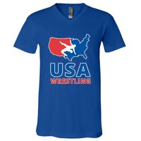 Usa Wrestling V-Neck T-Shirt