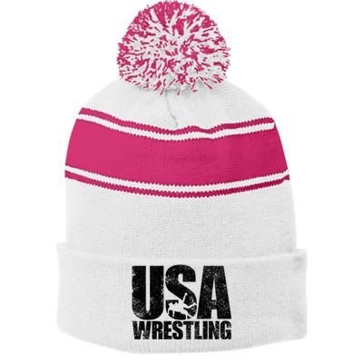 Usa Wrestling Wrestling Team Patriot Usa Wrestler Stripe Pom Pom Beanie