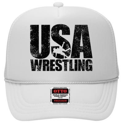 Usa Wrestling Wrestling Team Patriot Usa Wrestler High Crown Mesh Back Trucker Hat