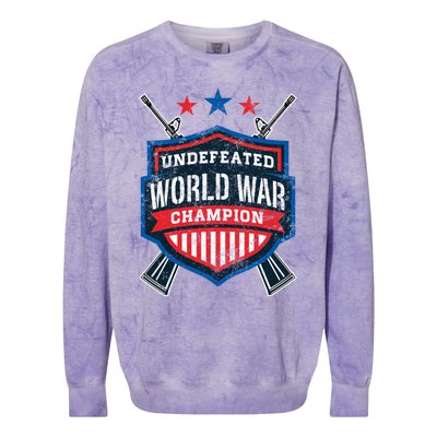 Undefeated World War Champion Veteran Champs Retired Soldier Gift Colorblast Crewneck Sweatshirt