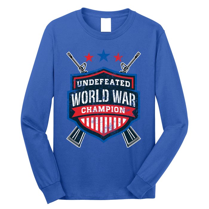 Undefeated World War Champion Veteran Champs Retired Soldier Gift Long Sleeve Shirt