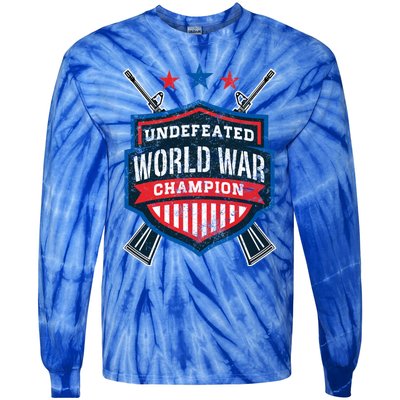 Undefeated World War Champion Veteran Champs Retired Soldier Gift Tie-Dye Long Sleeve Shirt