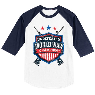 Undefeated World War Champion Veteran Champs Retired Soldier Gift Baseball Sleeve Shirt