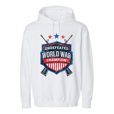 Undefeated World War Champion Veteran Champs Retired Soldier Gift Garment-Dyed Fleece Hoodie