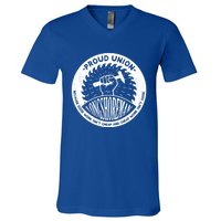 Union Worker Workers Work Proud Longshore Funny Gift V-Neck T-Shirt