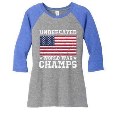 Undefeated World War Champions Gift Women's Tri-Blend 3/4-Sleeve Raglan Shirt