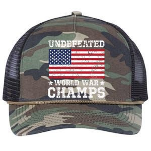 Undefeated World War Champions Gift Retro Rope Trucker Hat Cap