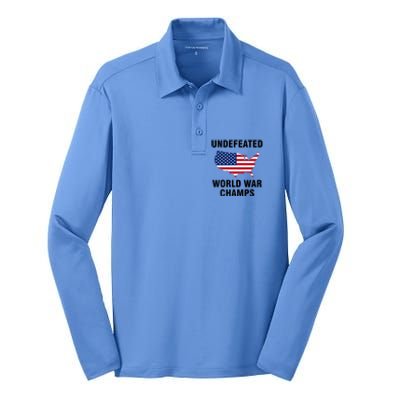 Undefeated World War Champs Gift Silk Touch Performance Long Sleeve Polo