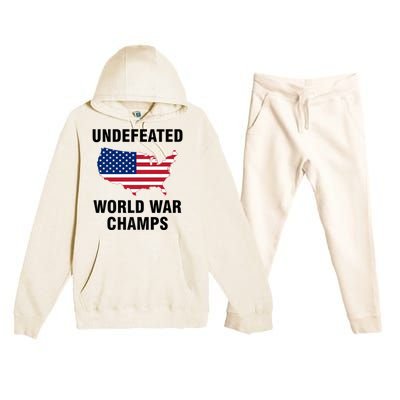 Undefeated World War Champs Gift Premium Hooded Sweatsuit Set