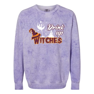 Up Witches Wine Witch Halloween Party Ing Gift Colorblast Crewneck Sweatshirt