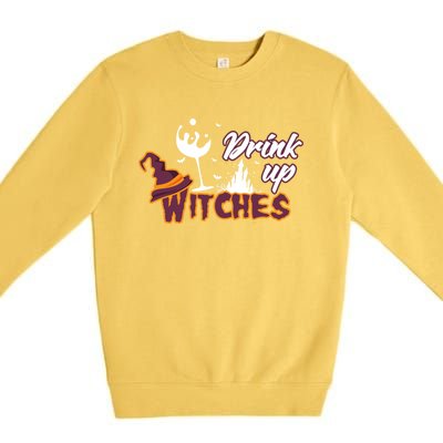 Up Witches Wine Witch Halloween Party Ing Gift Premium Crewneck Sweatshirt