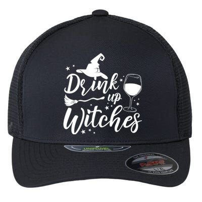 Up Witches Witch Hat Wine Glass Halloween Costume Gift Flexfit Unipanel Trucker Cap