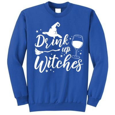 Up Witches Witch Hat Wine Glass Halloween Costume Gift Tall Sweatshirt