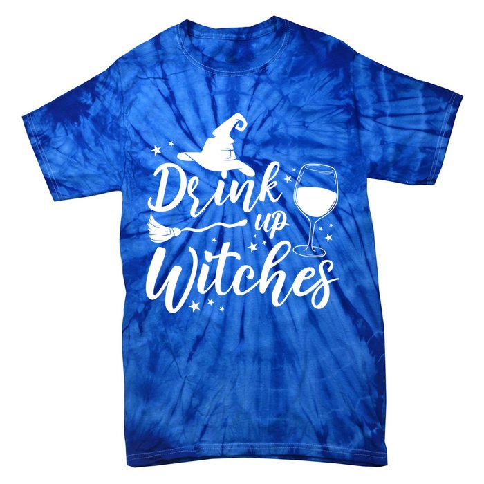 Up Witches Witch Hat Wine Glass Halloween Costume Gift Tie-Dye T-Shirt