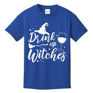 Up Witches Witch Hat Wine Glass Halloween Costume Gift Kids T-Shirt