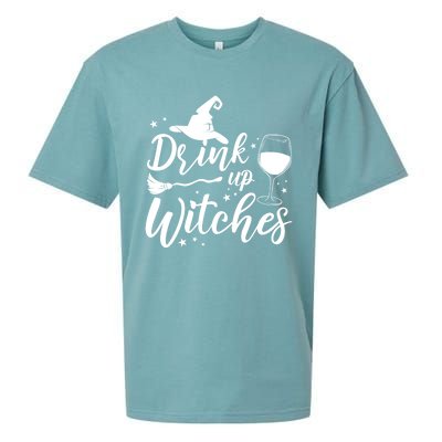 Up Witches Witch Hat Wine Glass Halloween Costume Gift Sueded Cloud Jersey T-Shirt