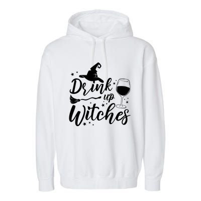 Up Witches Witch Hat Wine Glass Halloween Costume Gift Garment-Dyed Fleece Hoodie