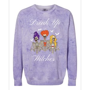 Up Witches With Skeleton Sisters Gift Colorblast Crewneck Sweatshirt