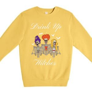 Up Witches With Skeleton Sisters Gift Premium Crewneck Sweatshirt