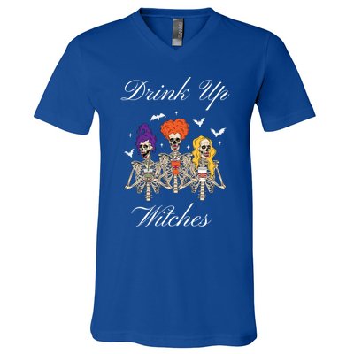 Up Witches With Skeleton Sisters Gift V-Neck T-Shirt