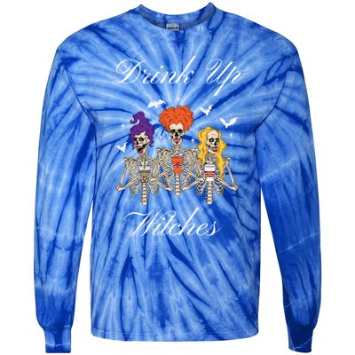 Up Witches With Skeleton Sisters Gift Tie-Dye Long Sleeve Shirt