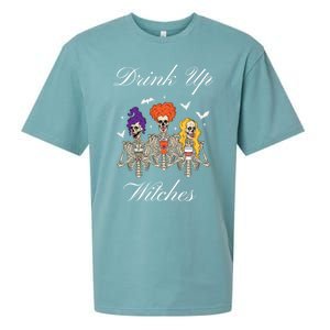 Up Witches With Skeleton Sisters Gift Sueded Cloud Jersey T-Shirt