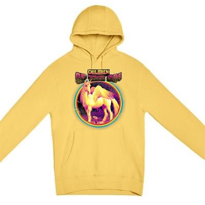 Unicorn With Wings Retro Children Of The 90's Premium Pullover Hoodie