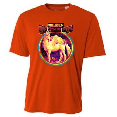 Unicorn With Wings Retro Children Of The 90's Cooling Performance Crew T-Shirt