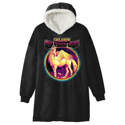 Unicorn With Wings Retro Children Of The 90's Hooded Wearable Blanket