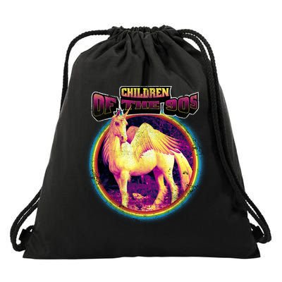 Unicorn With Wings Retro Children Of The 90's Drawstring Bag