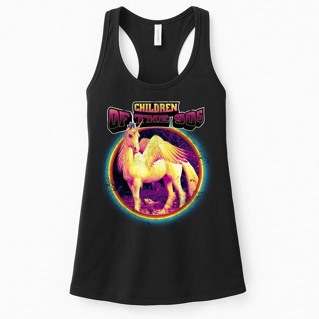 Unicorn With Wings Retro Children Of The 90's Womens Tank Top