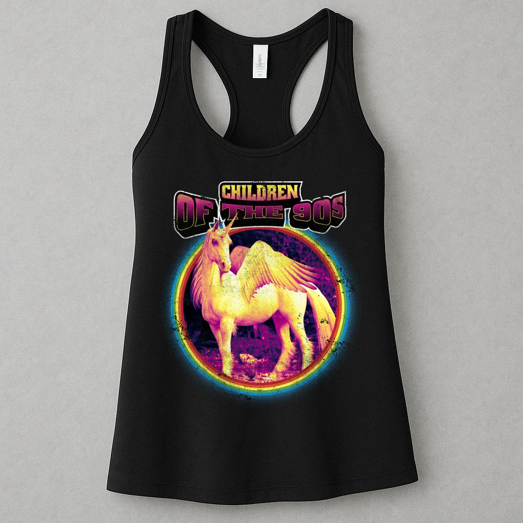 Unicorn With Wings Retro Children Of The 90's Womens Tank Top