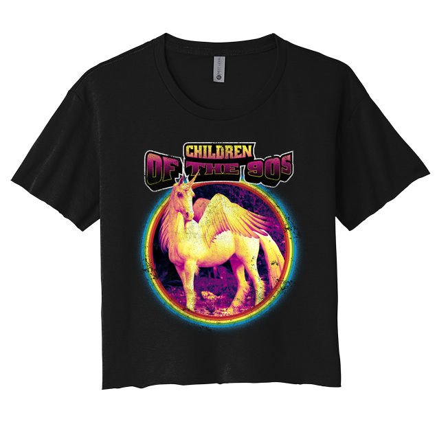 Unicorn With Wings Retro Children Of The 90's Crop Top