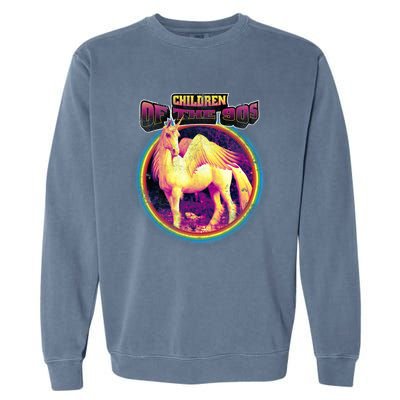 Unicorn With Wings Retro Children Of The 90's Garment-Dyed Sweatshirt