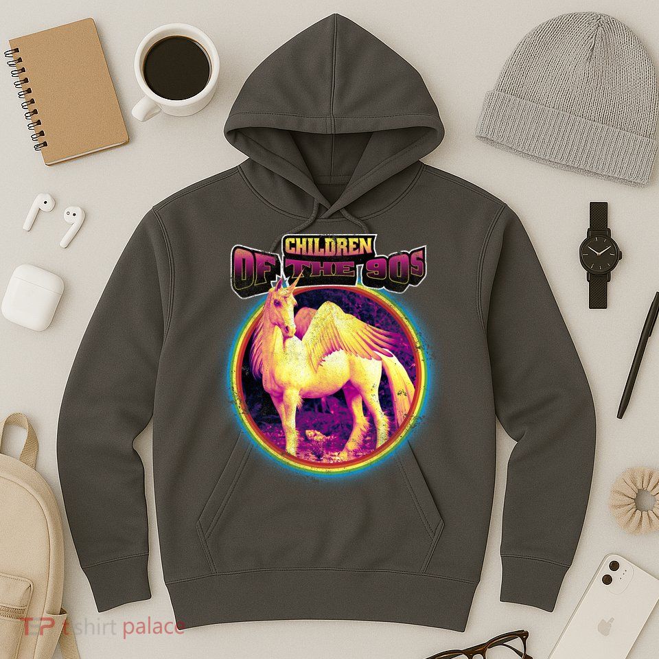 Unicorn With Wings Retro Children Of The 90's Hoodie