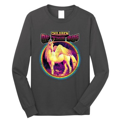 Unicorn With Wings Retro Children Of The 90's Long Sleeve Shirt